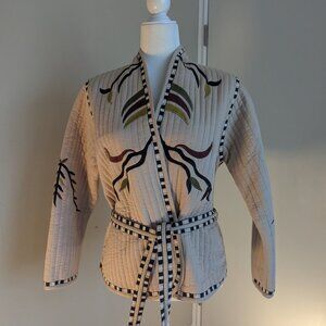 An’ge Paris Quilted Embroidered Cotton Jacket | Tie Waist | Size S/M